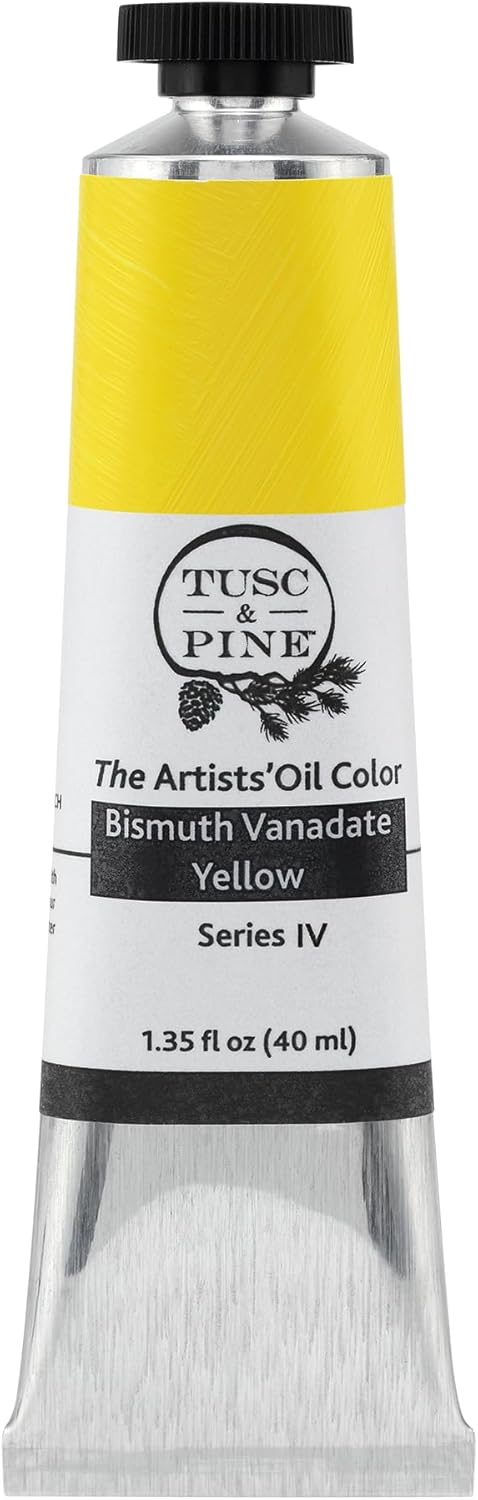 Tusc & Pine Artist Oil Paint - Bismuth Vanadate Yellow, 40 ml, Non-Yellowing, Rich & Creamy Consistency, Maximum Pigment Load, Small Batch Milled Oil Paints Made in the USA for Professional Artists