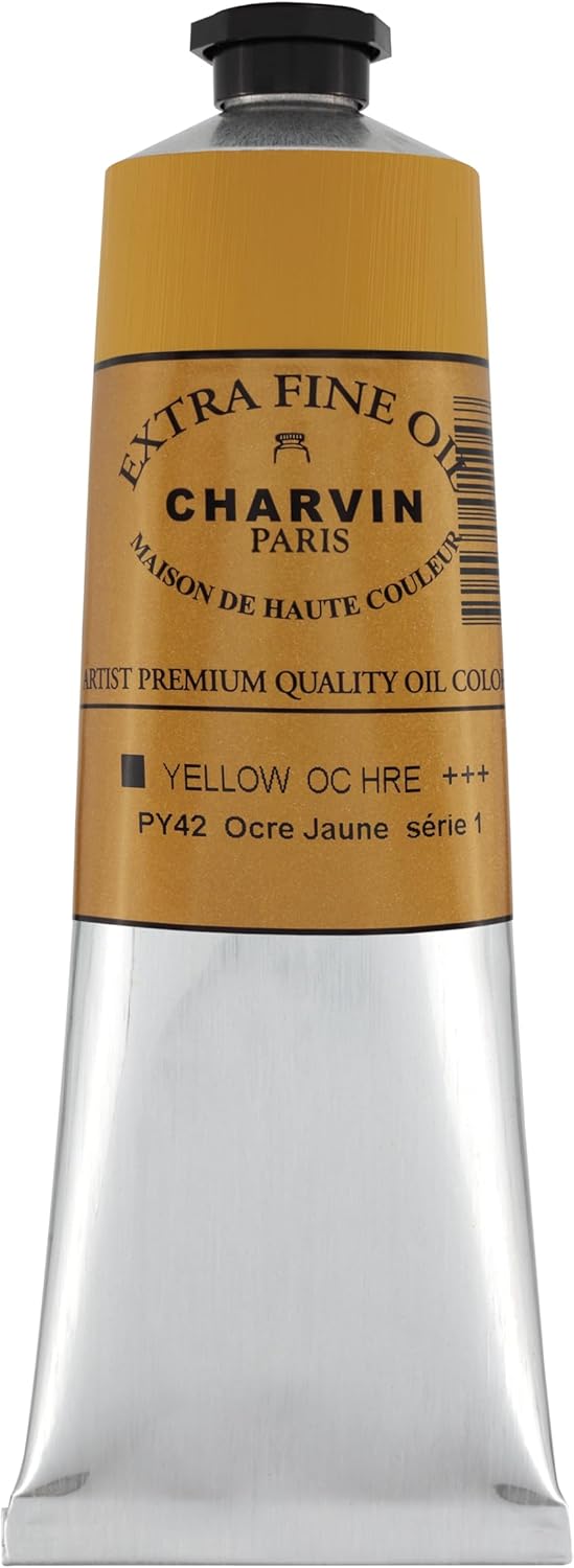 Charvin Extra Fine Oil Paint, Yellow Ochre 150 ml - Triple-Milled, Rich Texture, Poppy Oil-Based, Light-Fast, Handmade, Archival Quality