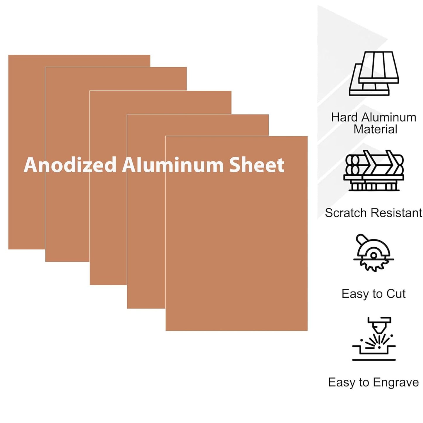10Pcs Rose - Gold Anodized Aluminum Sheet 5" x 7" x 1/32" (0.8mm) Corrosion-Resistant Metal Plates for Laser Engraving, DIY Crafting, Sign Making, Home Decor