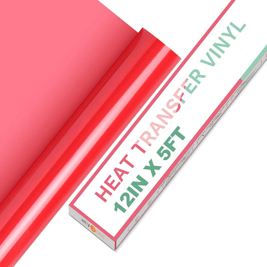 HTVRONT HTV Vinyl Rolls Heat Transfer Vinyl - 12" x 5ft Red HTV Vinyl for Shirts, Iron on Vinyl for All Cutter Machine - Easy to Cut & Weed for Heat Vinyl Design (Red)