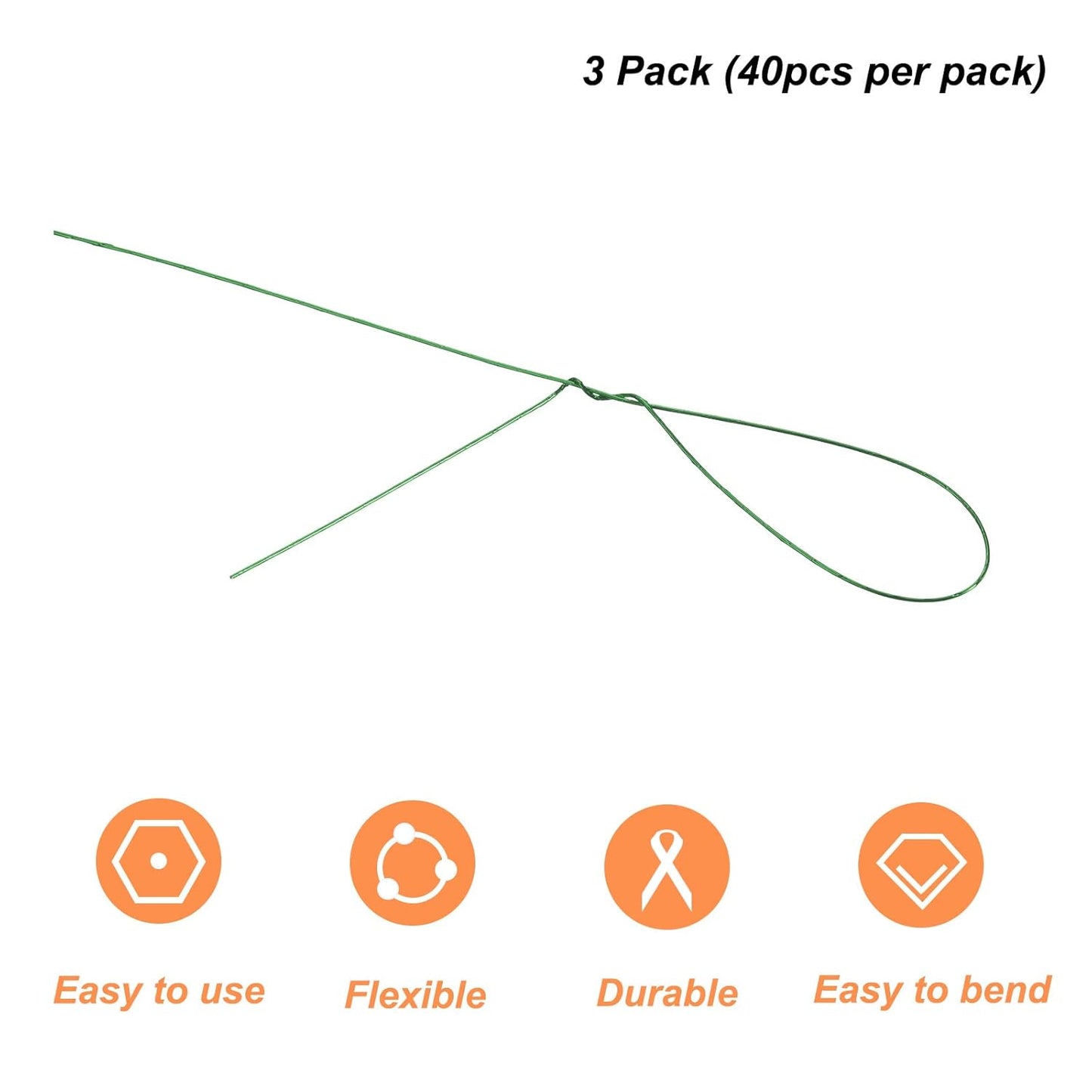 PATIKIL 32 Inch 24 Gauge Floral Stem Wire, 3 Pack/120 Pieces Bouquet Stem Paper Wrapped for DIY Crafts Flower Arrangements, Bright Green