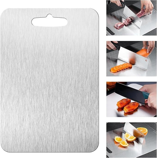 Cutting Board Double Sided,2 Pcs Vegetable Board With Sharpening Stone,Large Size+Small Size,Food Grade Stainless steel and Wheat straw PP Material,Eco-Friendly (16.1‘’LX10.1‘’W)