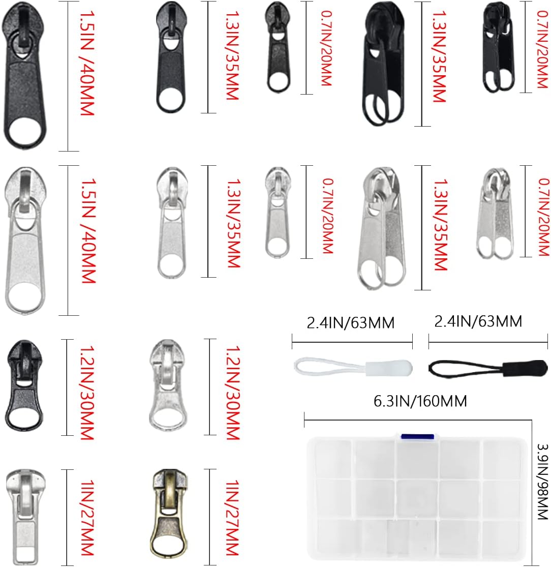 252Pcs Zipper Repair Kit, Zipper Replacement Zipper Pulls, Zipper Fix Replacement Zipper Slider Set with Installation Pliers for Jacket Backpack Luggage Sleeping Bag #3#5#8 Silver and Black