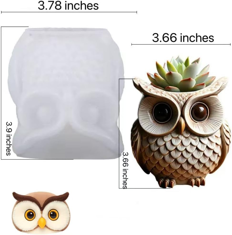Animal Resin Molds Silicone 3D Cute Owl Epoxy Resin Plaster Candle Holder Wax Molds for Candle Making, Art Crafts DIY Unique Display Home Decor