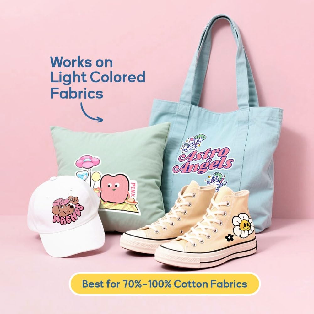 TranSmile PU-Heat Transfer Paper for T Shirts (30 Sheets, 8.5x11'', Light), Iron on Transfers for Light Fabric, Printable Heat Transfer Vinyl for Inkjet Printer