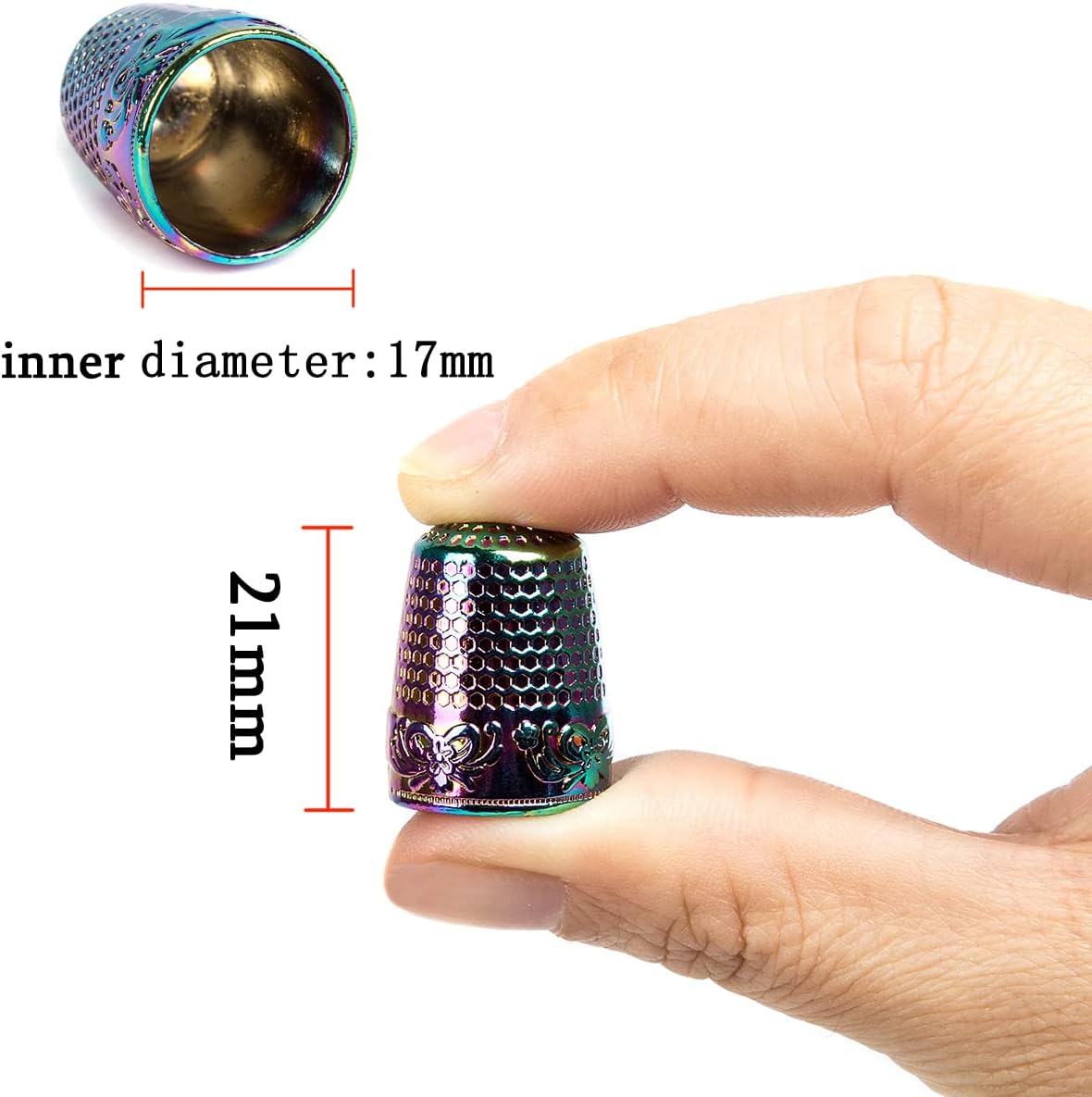 ZESION 4Pcs Sewing Thimbles, Metal Thimbles for Hand Sewing Finger Protector, Quilting Craft Accessories for Knitting Needlework DIY Tools, Bronze