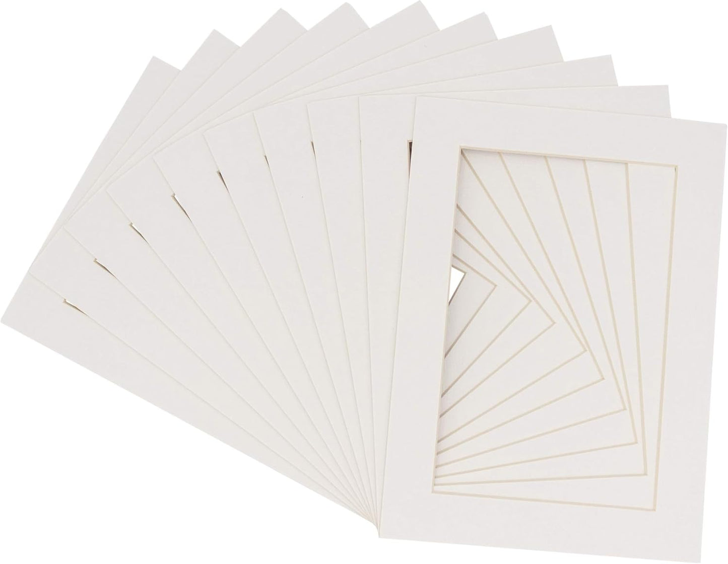 Pack of 25 Acid Free 8x10 Mats Bevel Cut for 5x8 Photos - Textured White Precut Matboards With Backing Boards and Clear Photo Mat Bags For Pictures, Photos, Framing - 4-ply Thickness