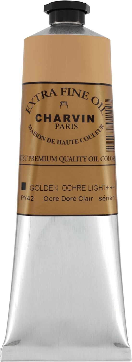 Charvin Extra Fine Oil Paint, Golden Ochre Light 150 ml - Triple-Milled, Rich Texture, Poppy Oil-Based, Light-Fast, Handmade, Archival Quality