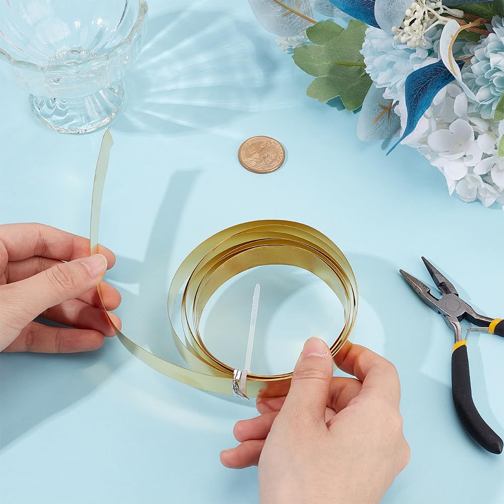 BENECREAT 9.84 Feet 30Gauge Brass Flat Bezel Wire, 18mm Wide Flat Jewelry Craft Wire for DIY Jewelry Craft Making Gem Wrapping