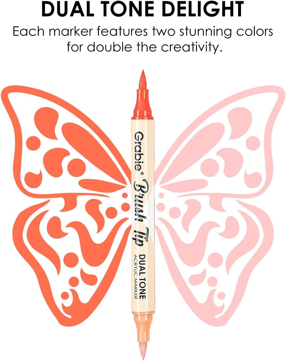 Grabie 72 Colors Acrylic Paint Markers, Soft Brush Tip Acrylic Markers Set, Paint Pens for Wood, Fabric, Canvas, Glass, Stone, Canvas, Rock Painting and DIY Crafts Art Supplies, Set of 36