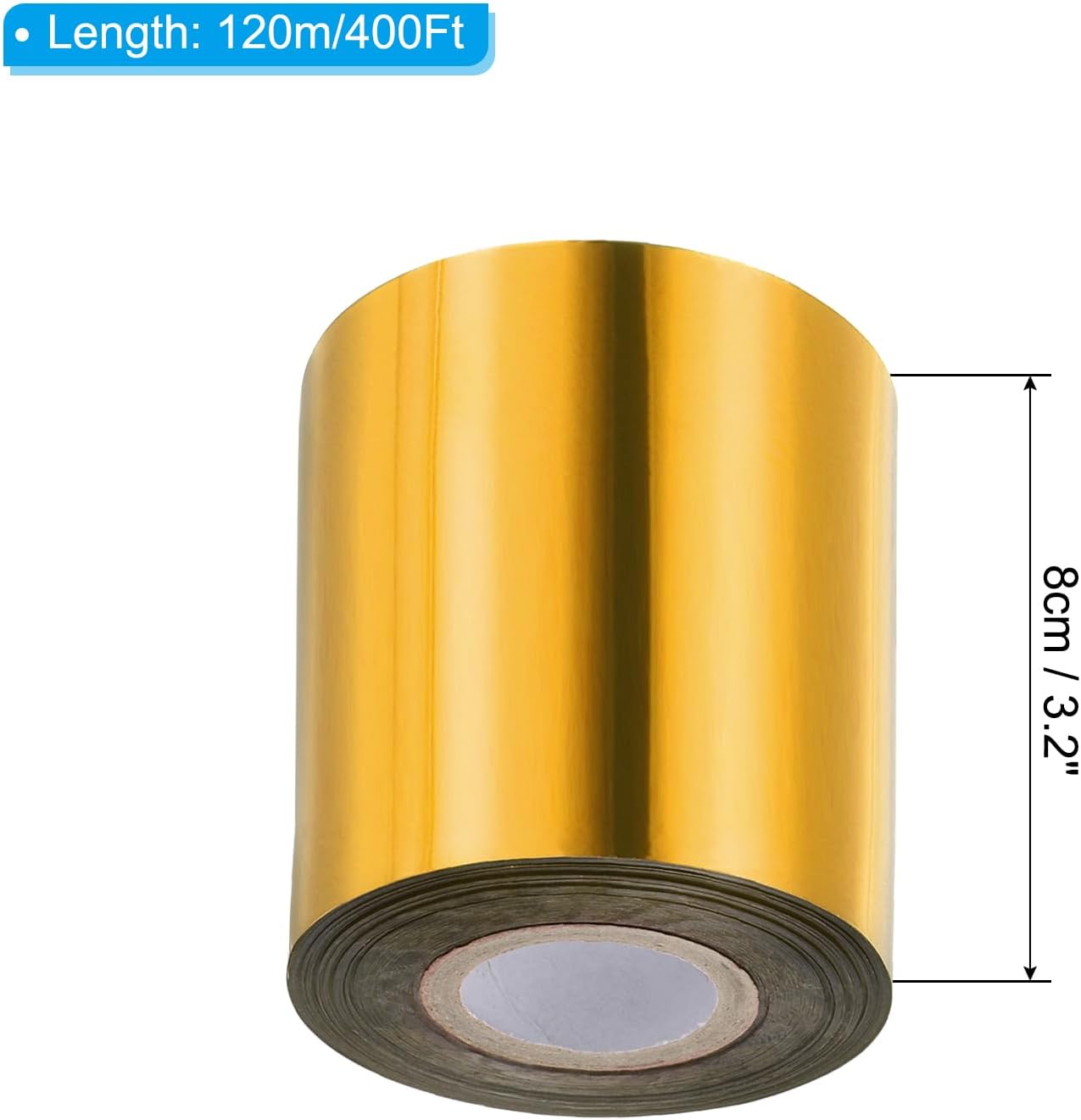 PATIKIL 3.2"x400Ft Hot Stamping Foil Paper,Heat Transfer Hot Stamping Paper Foil Roll for Leather DIY Logo Decor Craft Gift Card Package Scrapbook,Gold