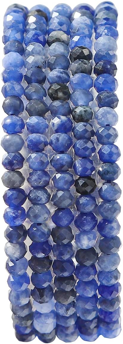 Natural Blue Sodalite Beads 4x2mm 120pcs Faceted Rondelle Loose Semi Gemstone Beads for Jewelry Making Design