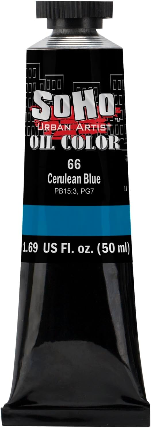 Soho Urban Artist Oil Paint - Cerulean Blue, 50 ml Tube - Best Valued Oil Colors for Painting, Excellent Pigment Load