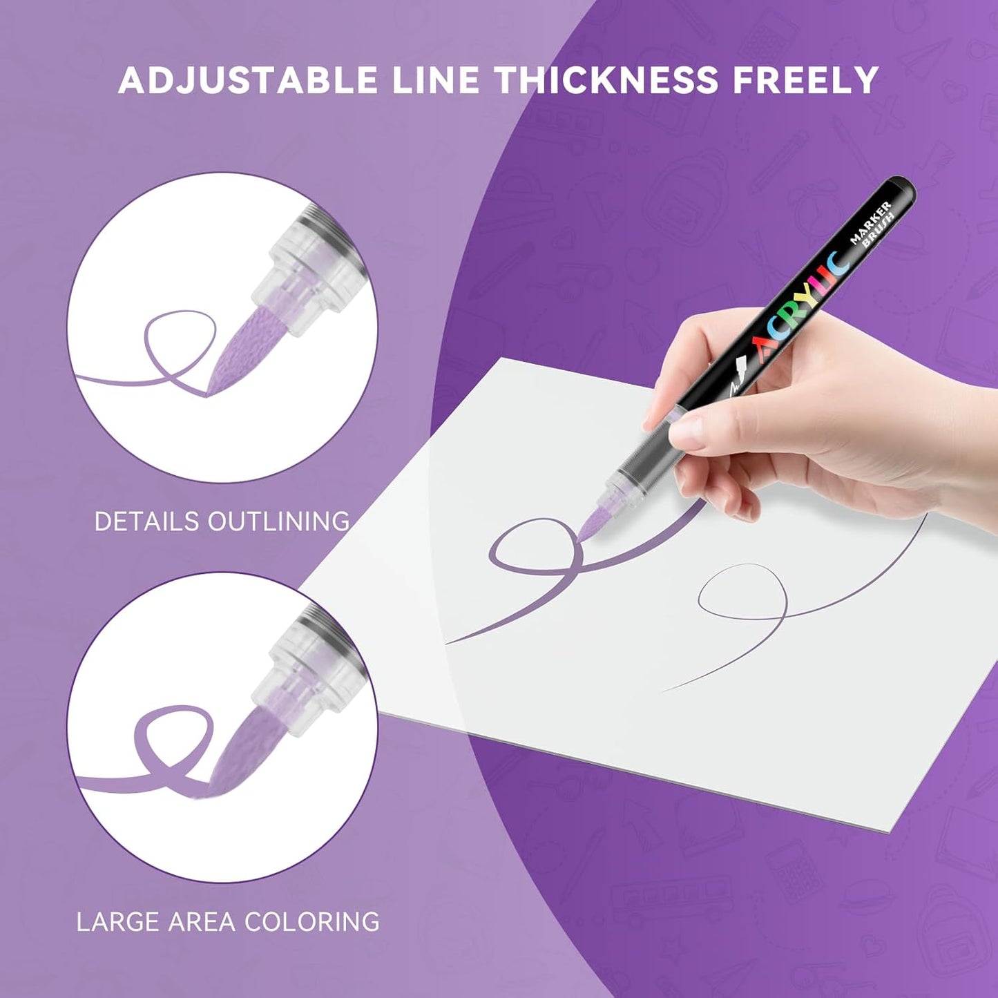 80 Colors Acrylic Marker With Brush Tip Automatic Ink Control, Water Based Ink Paint Markers For Rock Painting, Canvas, Wood, Ceramic, Glass, Stone, Fabric, DIY Crafts Textile & Art Supplies