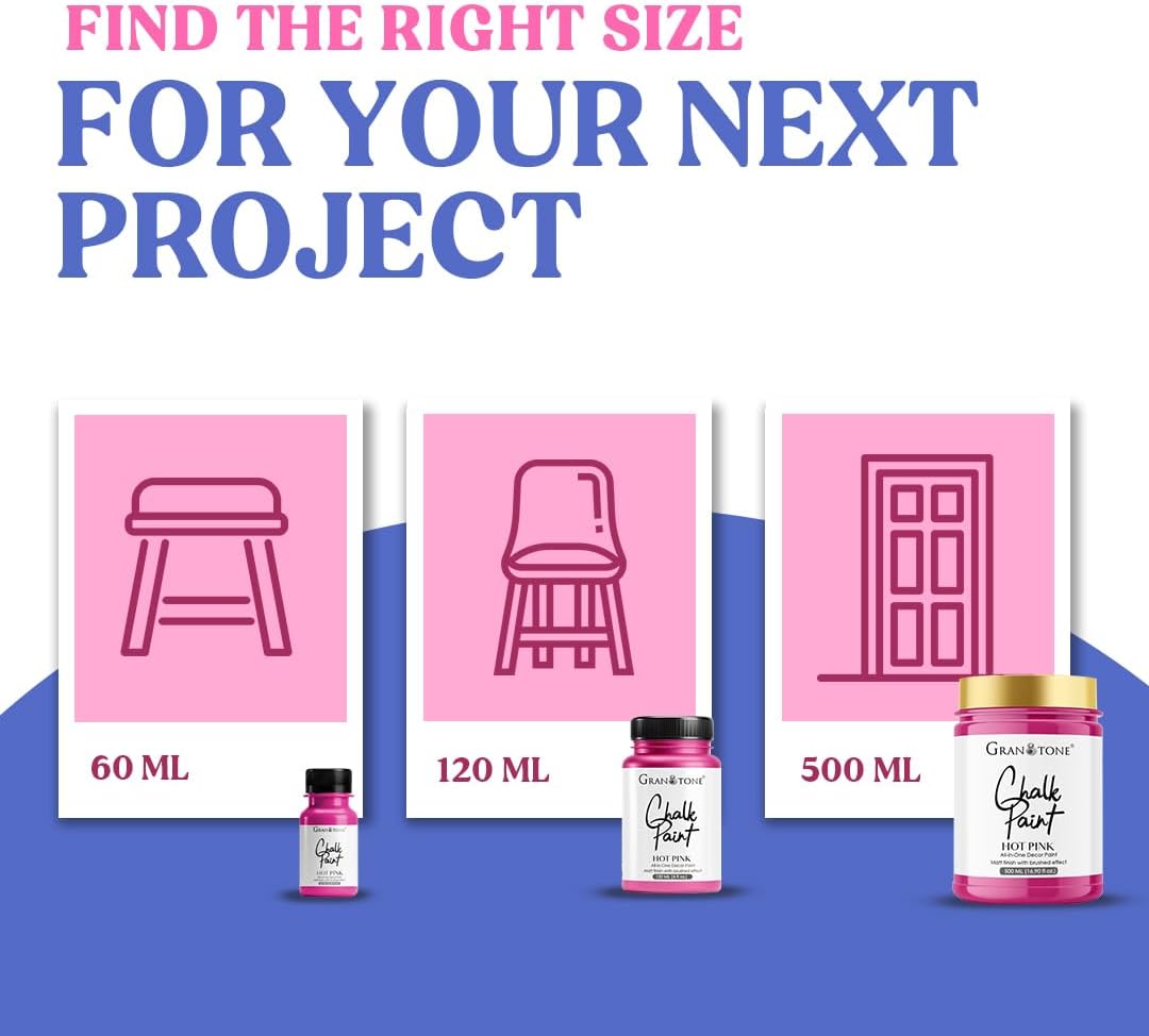 GRANOTONE Chalk Paint for Furniture | Matt-Finish Water-Based Acrylic Paint for Wood, Walls, Metal, Glass, Paper, Fabric Canvas | Maximum Coverage Chalk Paint for Kids & Adults, 500 Ml (NUT BROWN)