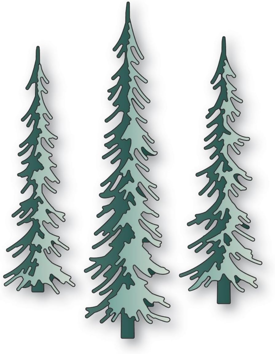 Mvchifay Cutting Dies Happy Birthday Metal Stencils Scrapbooking Tool DIY Emboss Paper Card Making (Narrow Pine Trees-11.7x11.8cm)