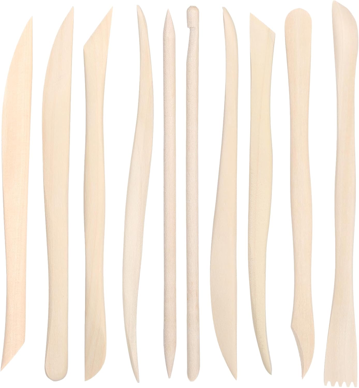 50PCS Wooden Clay Sculpting Tools, 6.2'' Smooth Double Ended Clay Modeling Tools, Polymer Clays Tool Sculpting, Wood Pottery Tool Kit for Ceramics Soap Playdough Carving Supplies