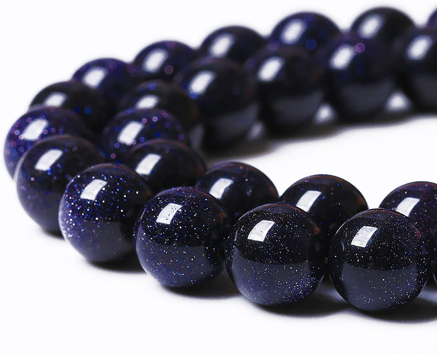 32PCS 12mm Starry Blue Sandstone Gemstone Beads Beads Natural Stone Round Loose Beads for Jewelry Making DIY Bracelet Necklace 15" Inch