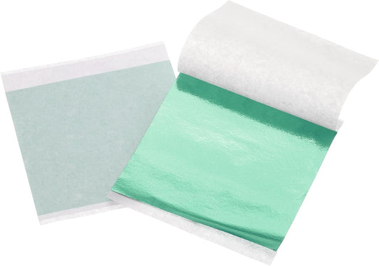 uxcell 100pcs Leaf Sheets, 3.5" x 3.5" Foil Sheets Paper Sheets for DIY Crafts Painting Nails Resin Furniture Decoration(Light Cyan)