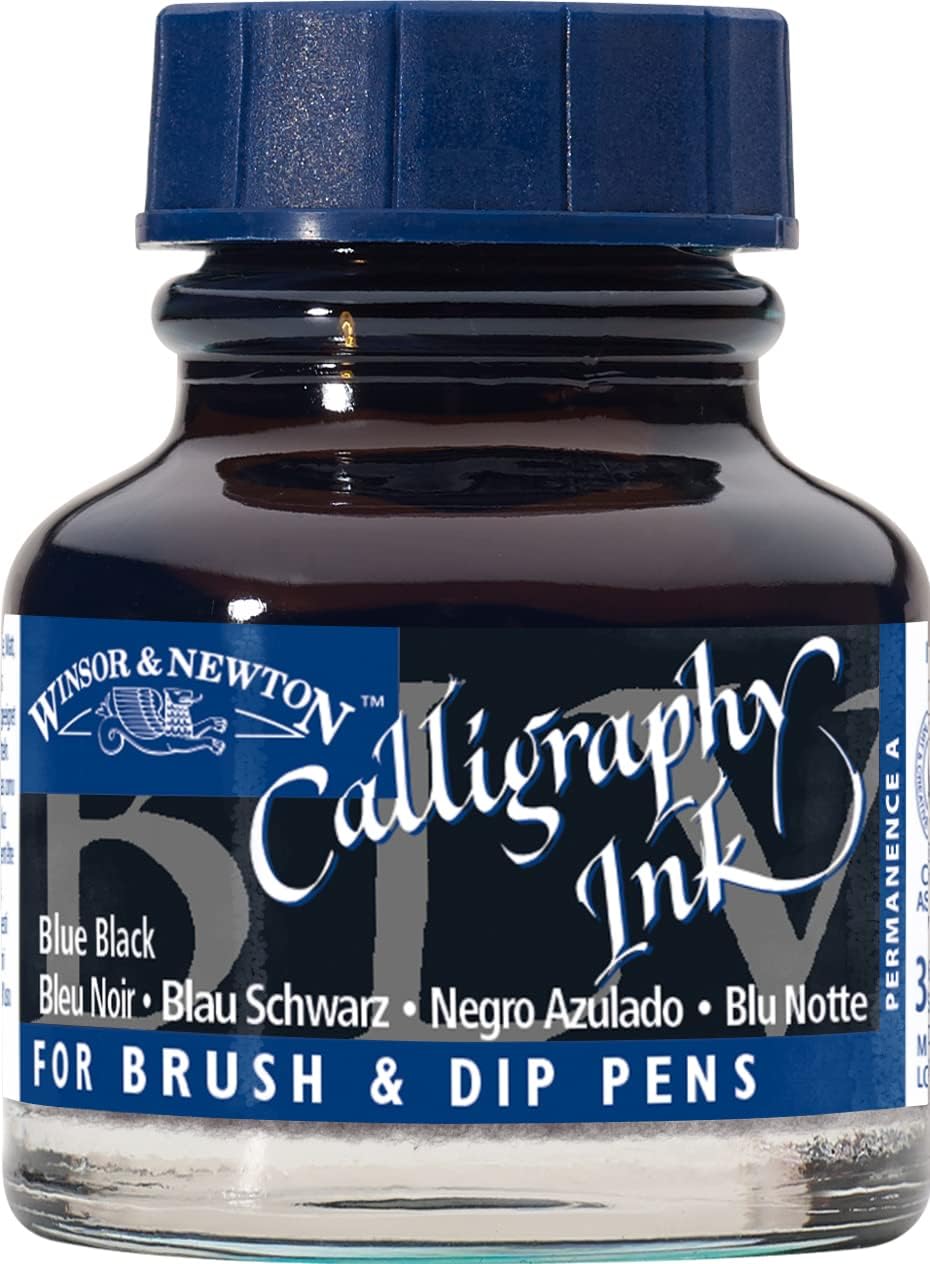 Winsor & Newton Calligraphy Ink, 30ml (1-oz) Bottle, Blue Black
