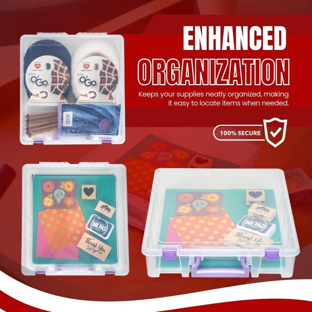 ArtBin 6955JS Super Satchel Compartment Box Clear Craft Organizer Storage Case - Purple, Pack of 1