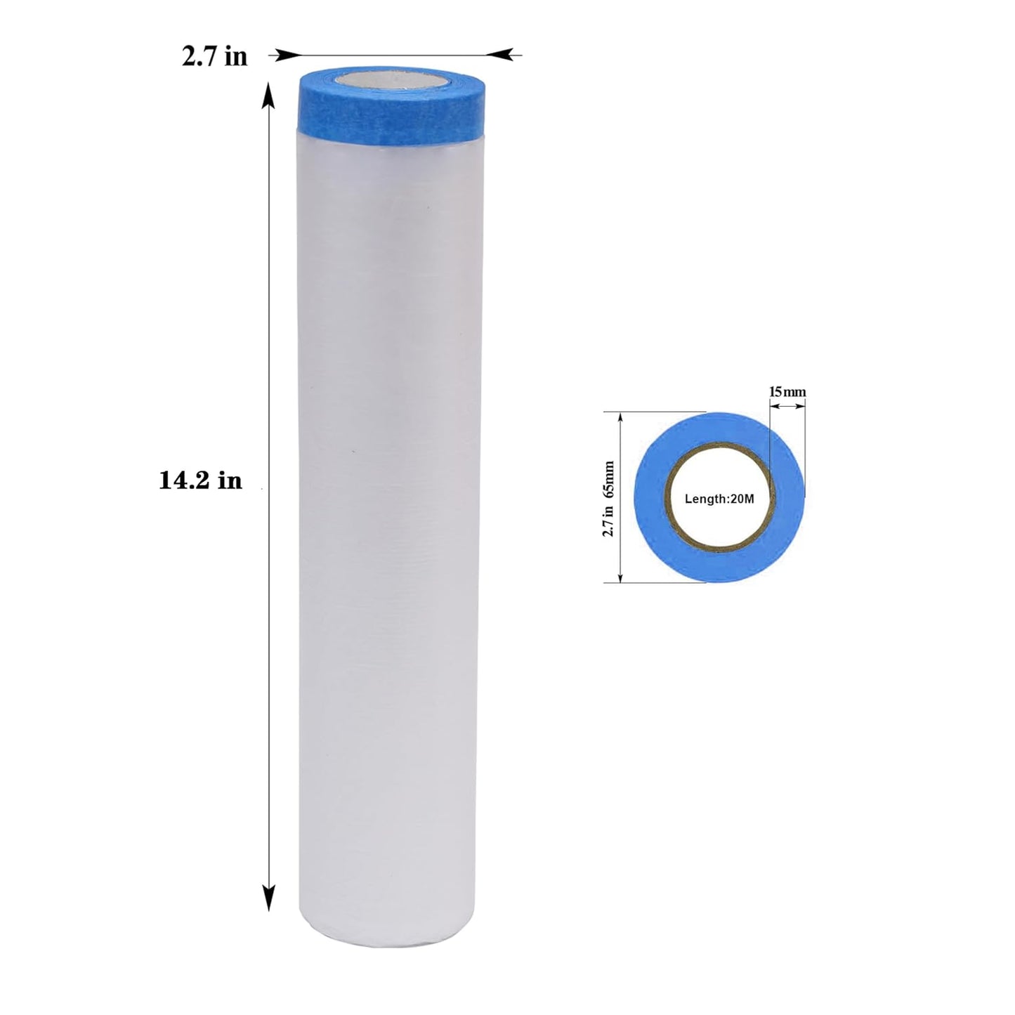 VECOPE 3-Piece Set,Pre- Masking Film Protection Covering Cloth Tape | for Automotive Covering Painting Paint Masking (9.2-Feet X 65 Feet)