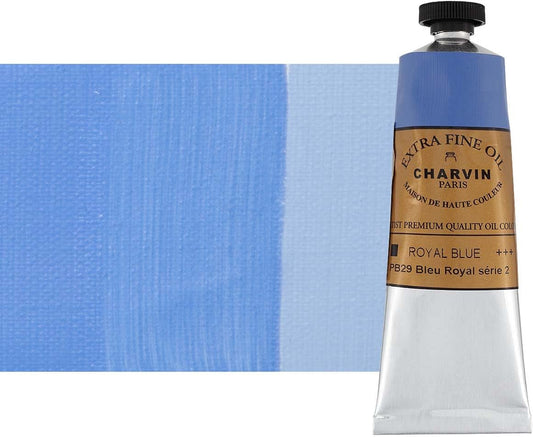 Charvin Extra Fine Oil Paint, Royal Blue 60 mL - Triple-Milled, Rich Texture, Poppy Oil-Based, Light-Fast, Handmade, Archival Quality