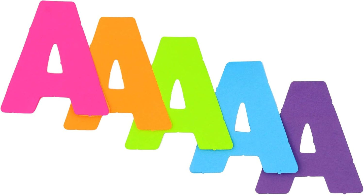 ArtSkills Poster Letters 4” Paper Letters for Poster Board Projects, Classroom Bulletin Boards, Sign Making Supplies, Neon, 190 Pieces
