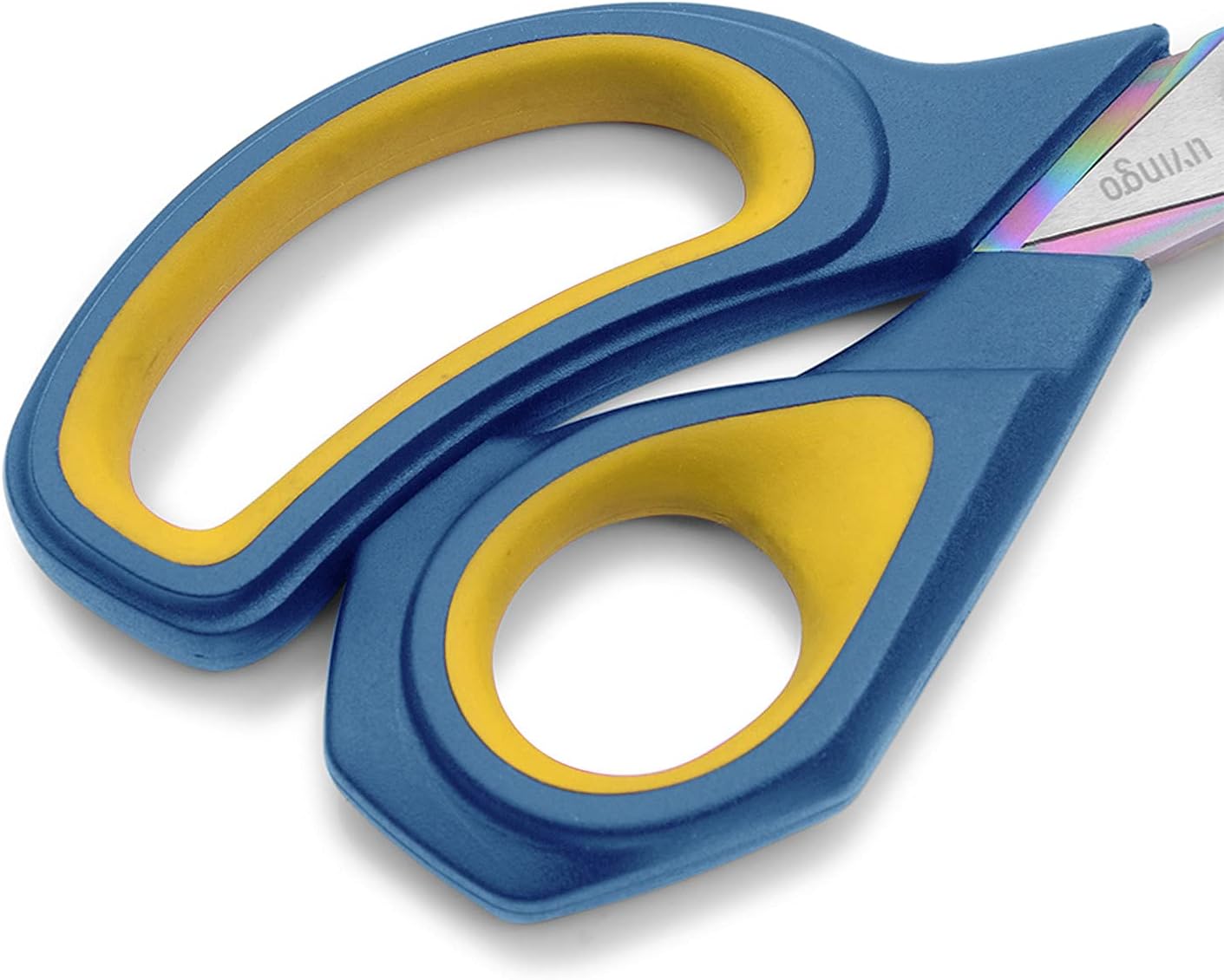 LIVINGO 2 Pack Sharp Fabric Scissors - Heavy Duty Scissors All Purpose, Titanium Coated Forged Sewing Shears for Tailor Dressmaking Crafting Cutting Clothes Leather, 8.5" & 9.5", Blue & Yellow