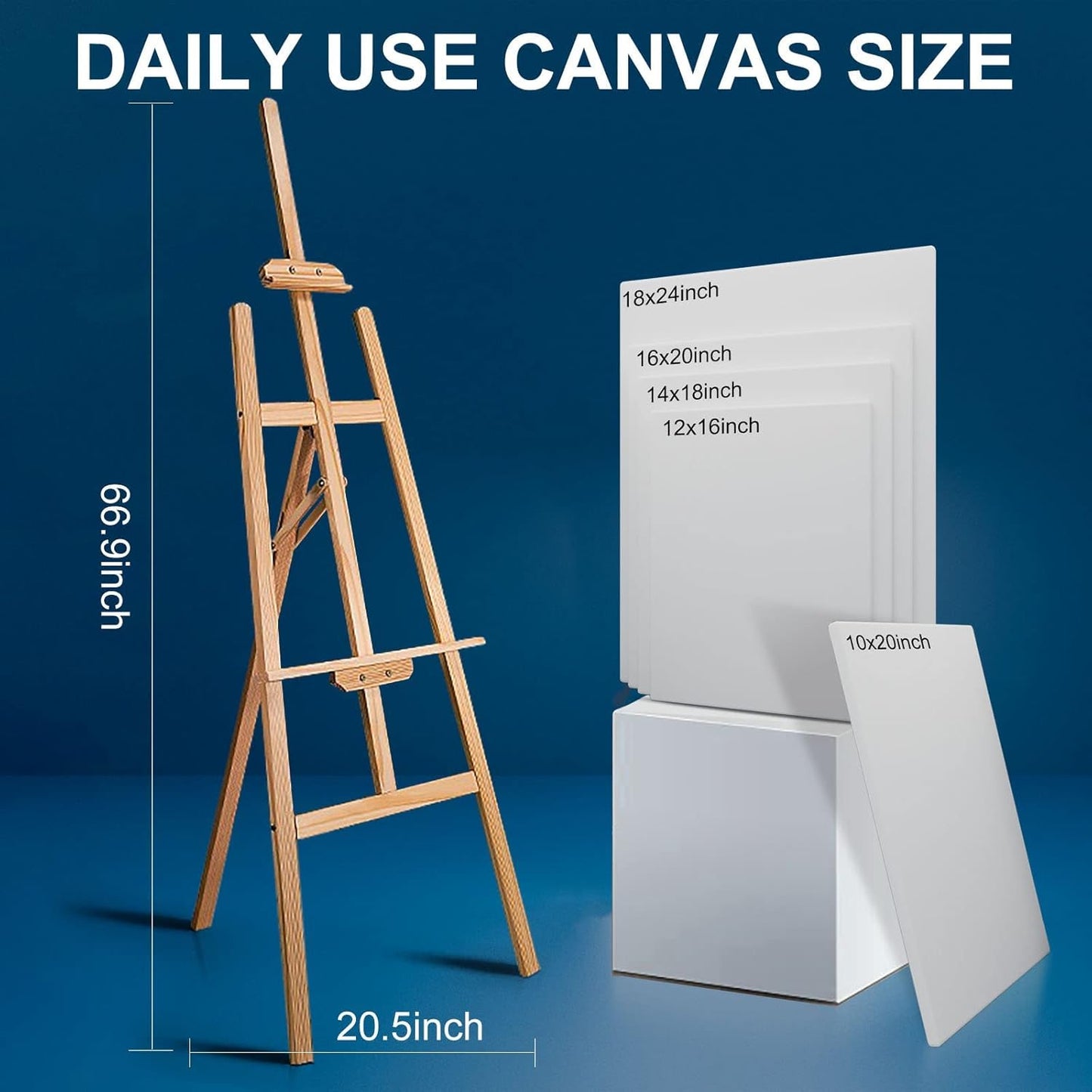 Stretched Canvases for Painting 12x16 Inch 7-Pack, 10 oz Triple Primed Acid-Free 100% Cotton Blank Canvas, Rectangular Canvas for Oil Paint Acrylics Pouring & Wet Art Media