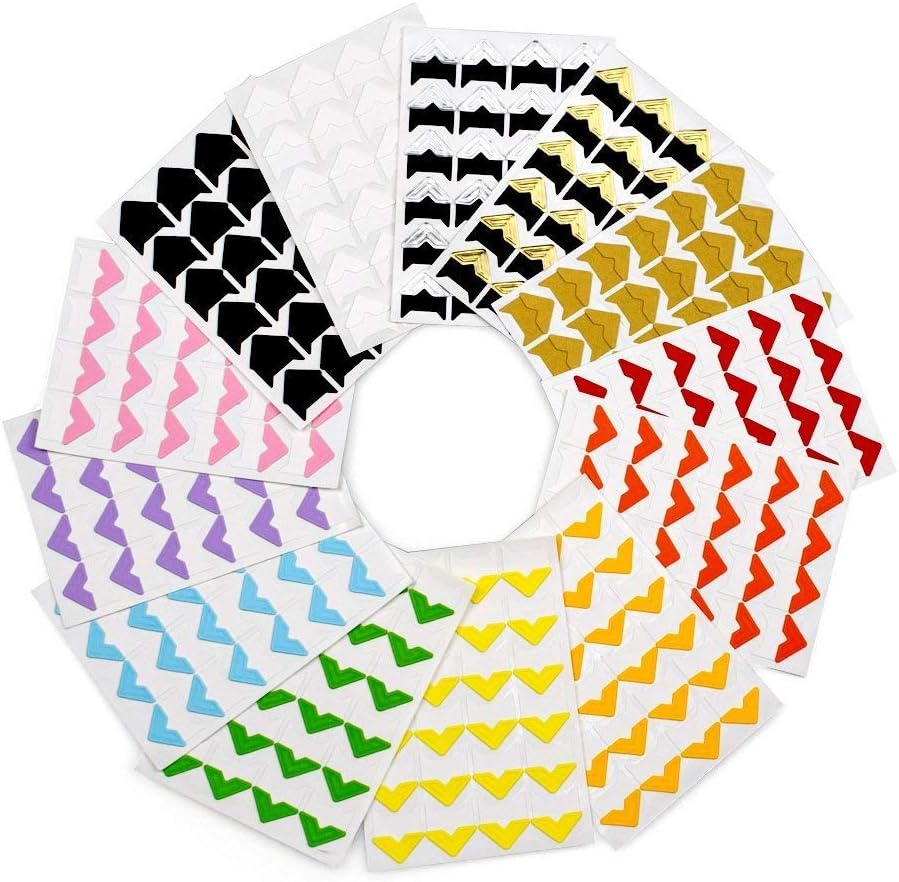 360 Count Self-Adhesive Acid Free Photo Corners for Scrapbooks Memory Books (Multicolor)