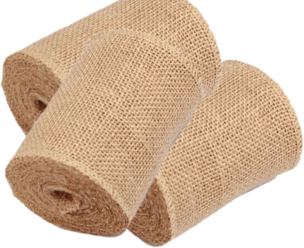 3 Pack - 90 feet Burlap Ribbon 5" x 10 Yards Natural Jute 5 Inch 30ft roll (Natural, 5 Inch X 10 Yards) Total 30 Yards