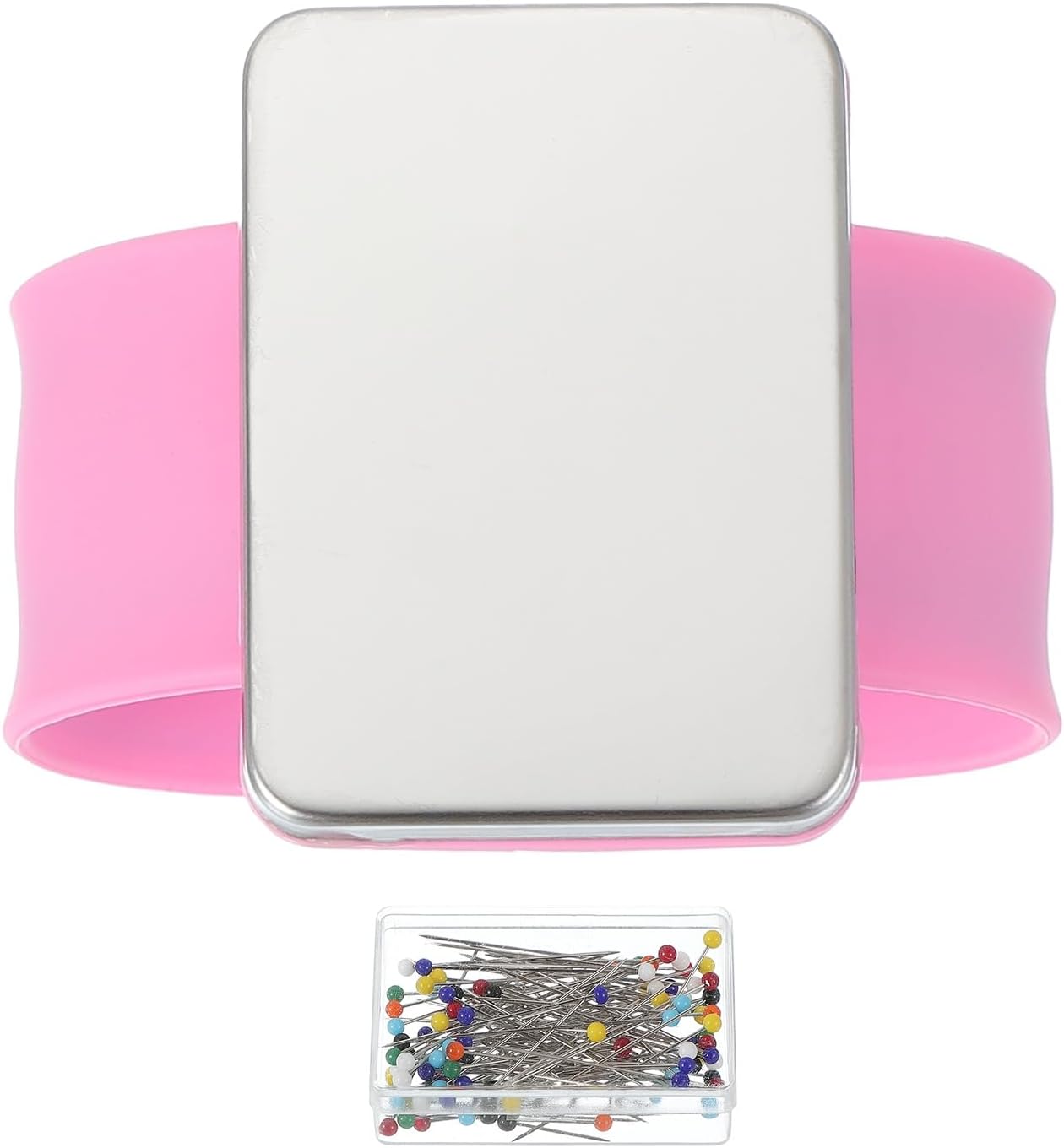 PATIKIL Magnetic Wrist Pin Cushions for Sewing, Magnetic Pin Cushion Magnetic Wrist Gel Band Holder Wristband Pincushion with Pins for Sewing Braiding Quilting Hair Clips, Pink