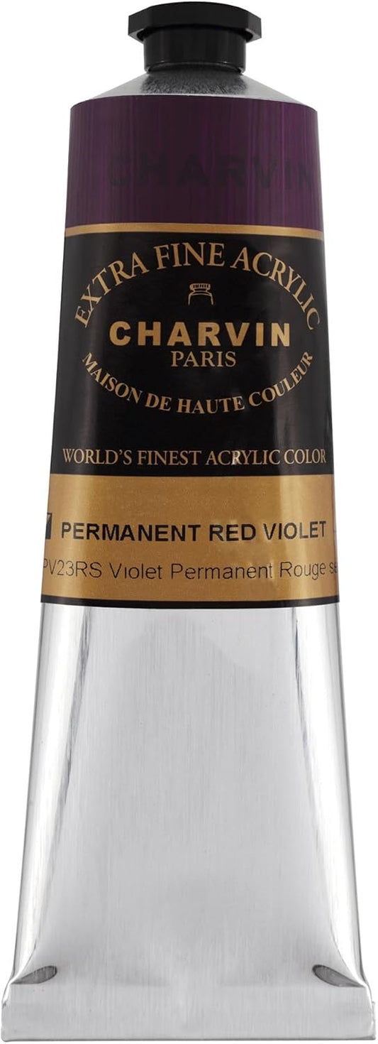 Charvin Extra Fine Professional Artist Acrylic Paint Colors, Nature Themed Hues, 150ml Permanent Red Violet