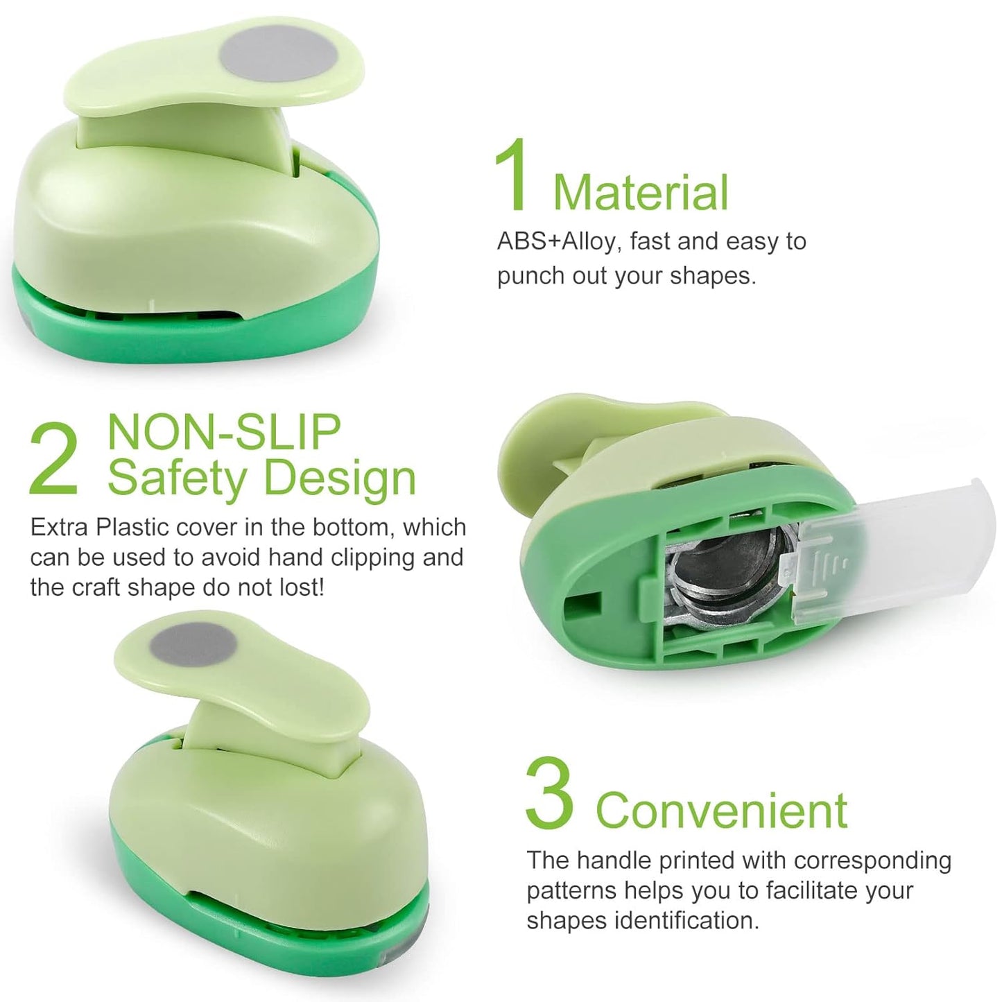 UCEC Circle Cutter, 3 Pcs Circle Punch, Craft Paper Hole Cutter for Crafting, 3/8 5/8 1 Inch Hole Punch for Paper Crafts