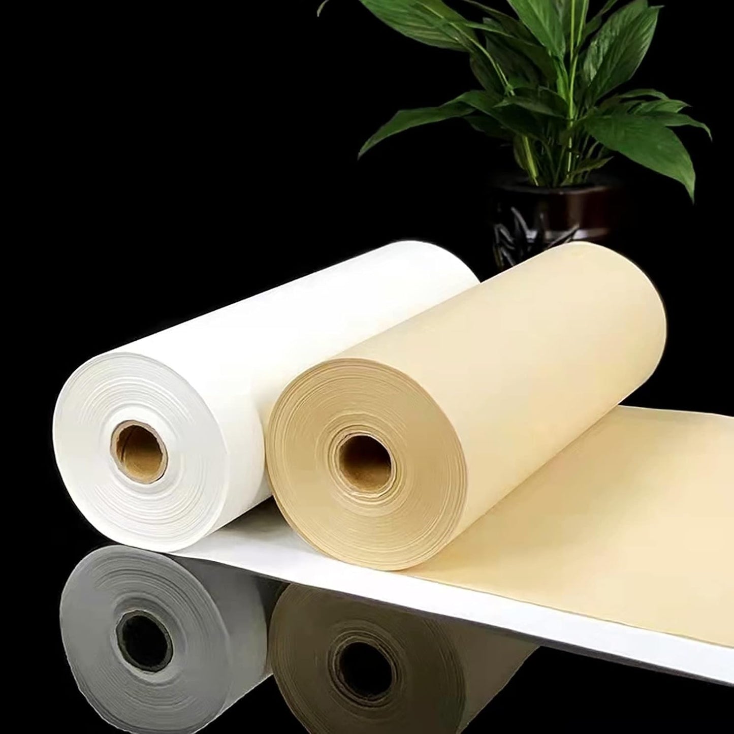 MEGREZ Roll Pack Xuan Paper Thicken Calligraphy Xuan Paper Sumi Paper for Practice Chinese Japanese, 35cm x 100m(13.8in x 328ft), Half Raw Ripe Xuan Paper, Yellow