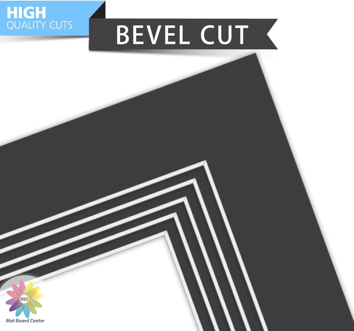 MBC Mat Board Center, Pack of 5, 11x14 for 8x10 Black Photo Picture Mat - Acid Free, 4-ply Thickness, White Core - for Pictures, Photos, Framing