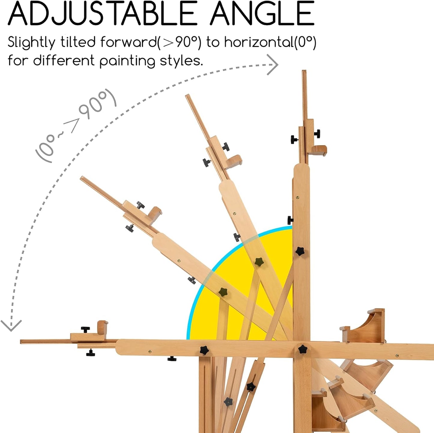 MEEDEN Enlarged Heavy-Duty H-Frame Easel: Artist Solid Beech Wooden Studio Easel - Professional Painting Art Easel Stand with 4 Lockable Wheels & Leveling Bolts - Hold Canvas up to 86" H