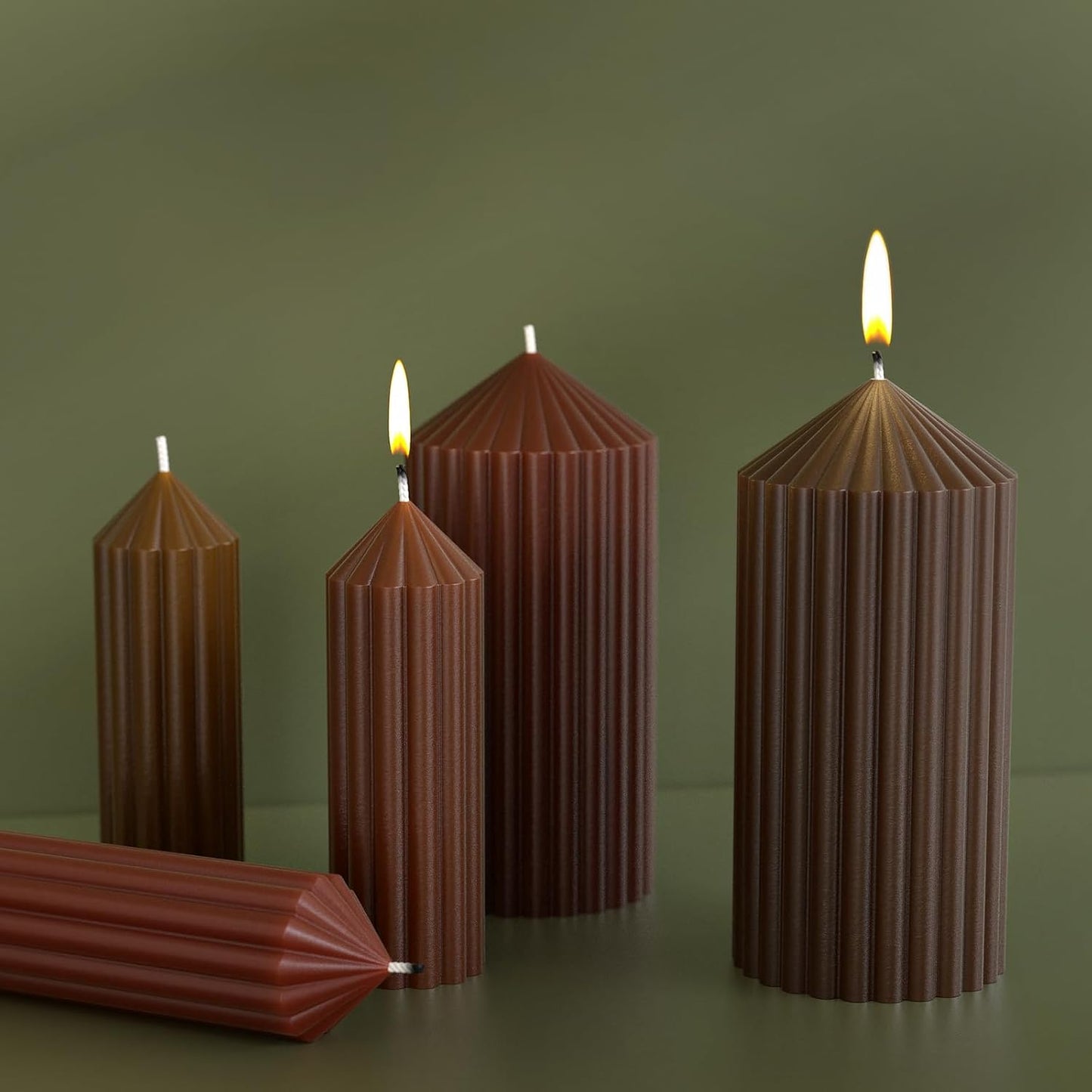 2 Pack Stripe Cylinder Pillar Spiral Candle Resin Mold - Resin Casting Silicone Molds for Home Decor & Candle Making Wave Spiral Mold