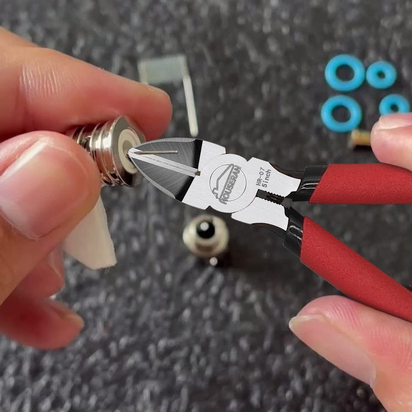 Wire Cutters 5 Pack, 5 Inch Wire Cutters Set, HOUSERAN Side Cutters Flush Cut Pliers, Spring Loaded Cutting Pliers with Non-slip Red Handle, Dikes Wire Cutters Snips for Model Kits, Crafting, Zip Ties