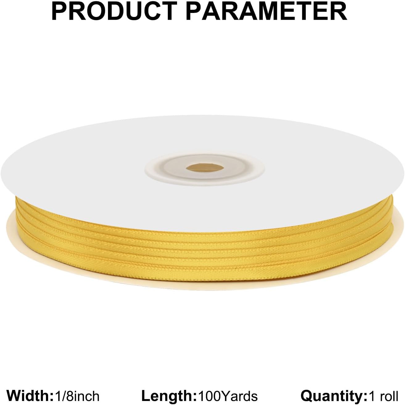 1/8" X 100 Yards Maize Yellow Satin Thin Ribbon Solid Color Double Faced Ribbons Perfect for Crafts Wedding Decor Bow Making Arts Sewing and More