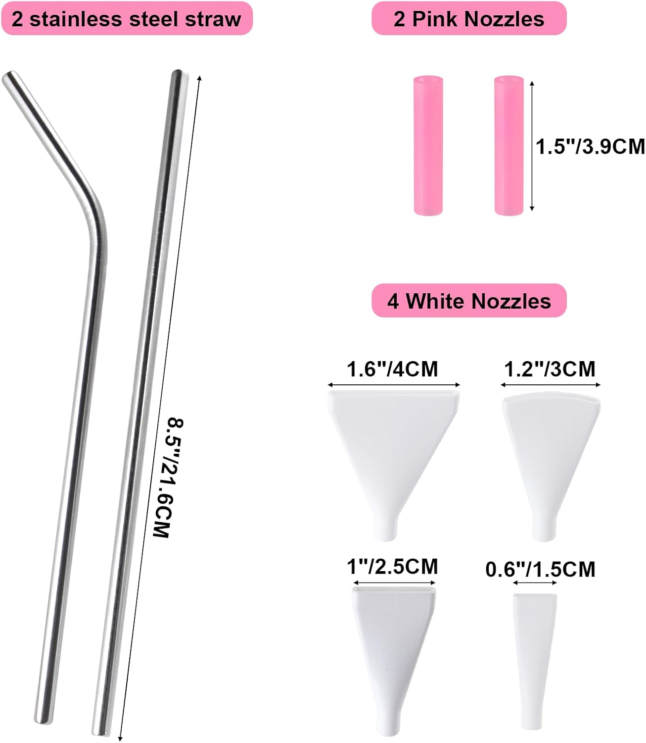 Stainless Steel Straw Blow Nozzles Set for Acrylic Paint Pouring Tools, Pour Painting Supplies for Fluid Art Bloom and Dutch Pour Techniques 4 Set