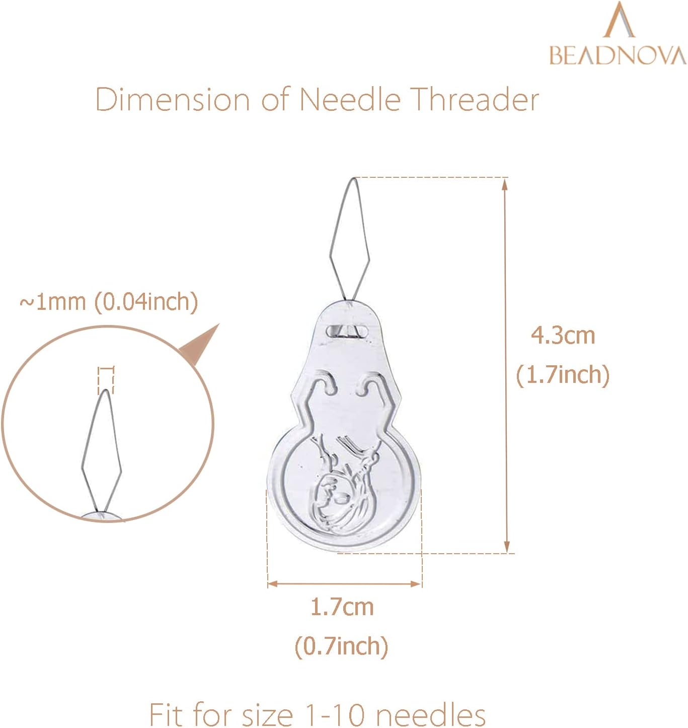 BEADNOVA Embroidery Needle Threader Tool 50pcs Aluminum Sewing Machine Needle Threader for Hand Sewing Cross Stitch Craft Knitting Quilting (50pcs)