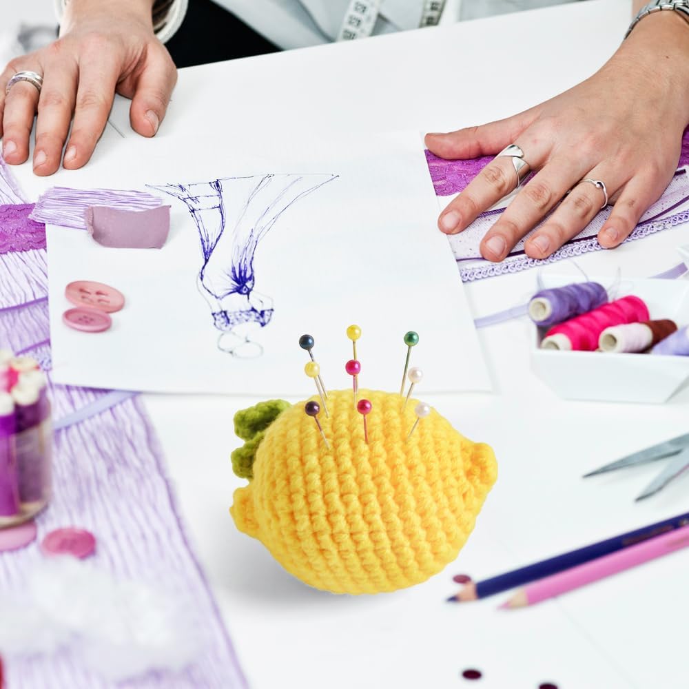 Lemon Pin Cushion, Handmade Knitted Pincushions, Cute Pin Cushions Needle Holders for Sewing Quilting Accessory, DIY Crafts or Patchwork Decor