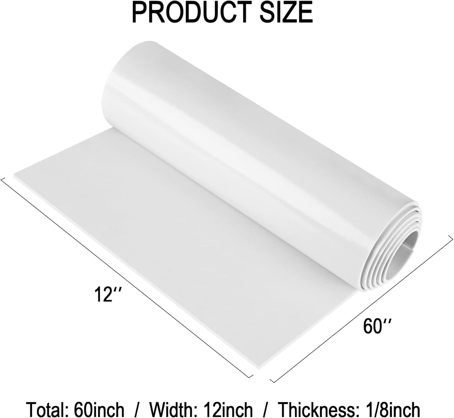 Neoprene Sponge Rubber Foam Sheets with Adhesive Backing, 12" x 60" x 1/8" White Foam Roll Insulation Board Soundproof Neoprene Mat, Great for Cosplay Padding, DIY, Gaskets, Costume, Crafts