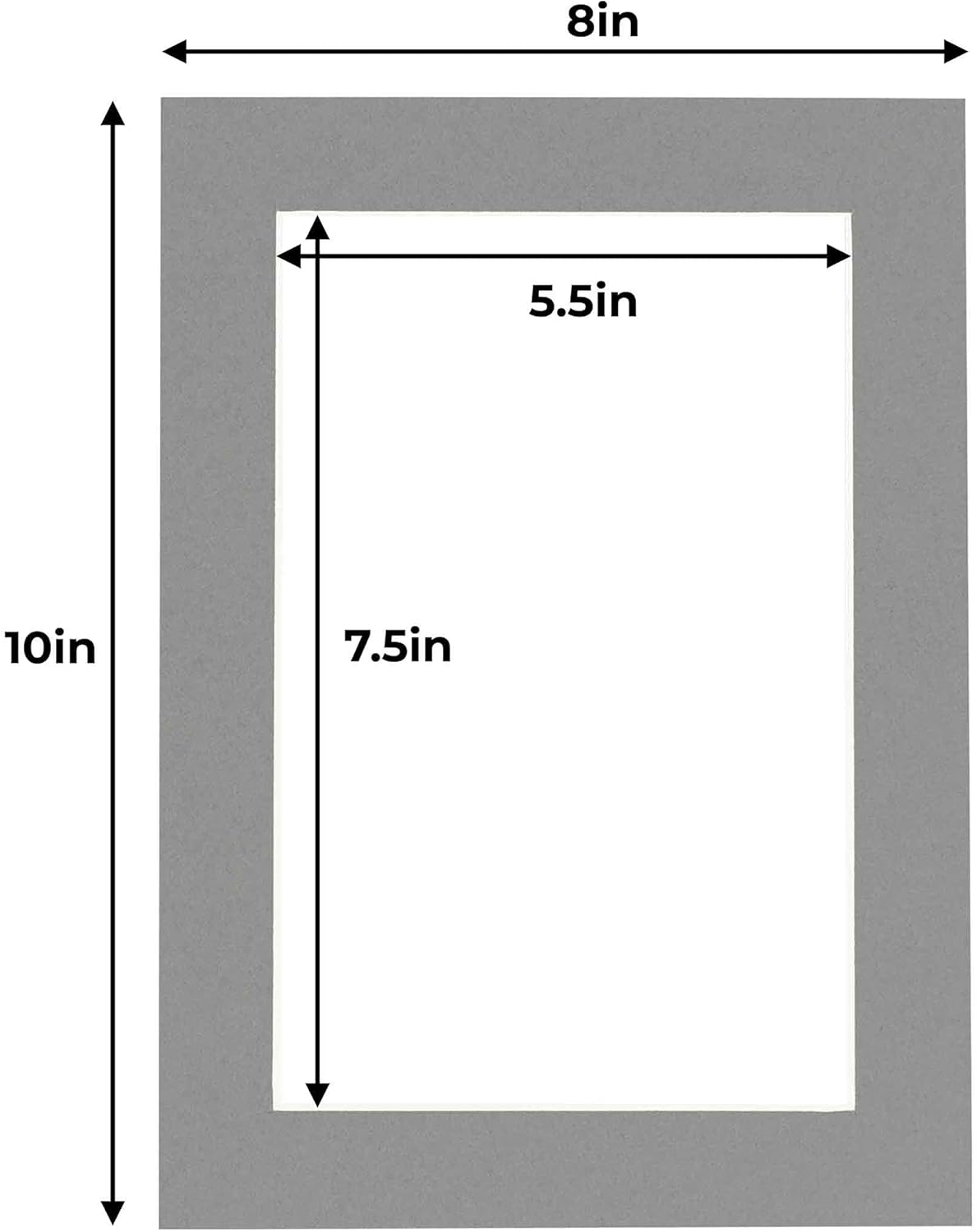 8x10 Mat for 6x8 Photo - Precut Mid Grey Picture Matboard for Frames Measuring 8 x 10 Inches - Bevel Cut Matte to Display Art Measuring 6 x 8 Inches - Acid Free Pack of Ten MATS