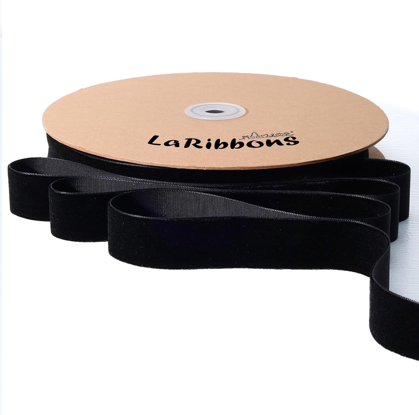 LaRibbons Thin Velvet Ribbon 1 Inch x 25 Yards, Black Velvet Ribbon for Christmas Tree, Gift Wrapping, Wreath Bow, Outdoor Decoration