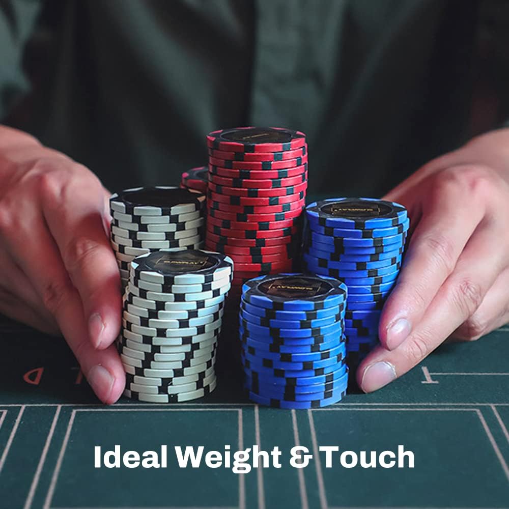 SLOWPLAY Nash Clay Poker Chips, 14 Grams Heavyweight Clay Composite, 40mm Large Chips in Bulk, Pack of 50 with Denomination of 25