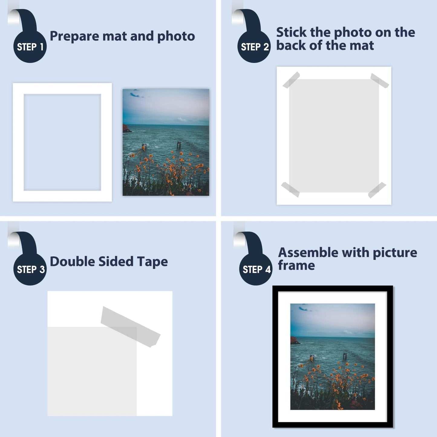 Mat Board Center, Pack of 10, 20x24 for 16x20 White Photo Picture Mats - Acid Free, 4-ply Thickness, White Core - for Pictures, Photos, Framing