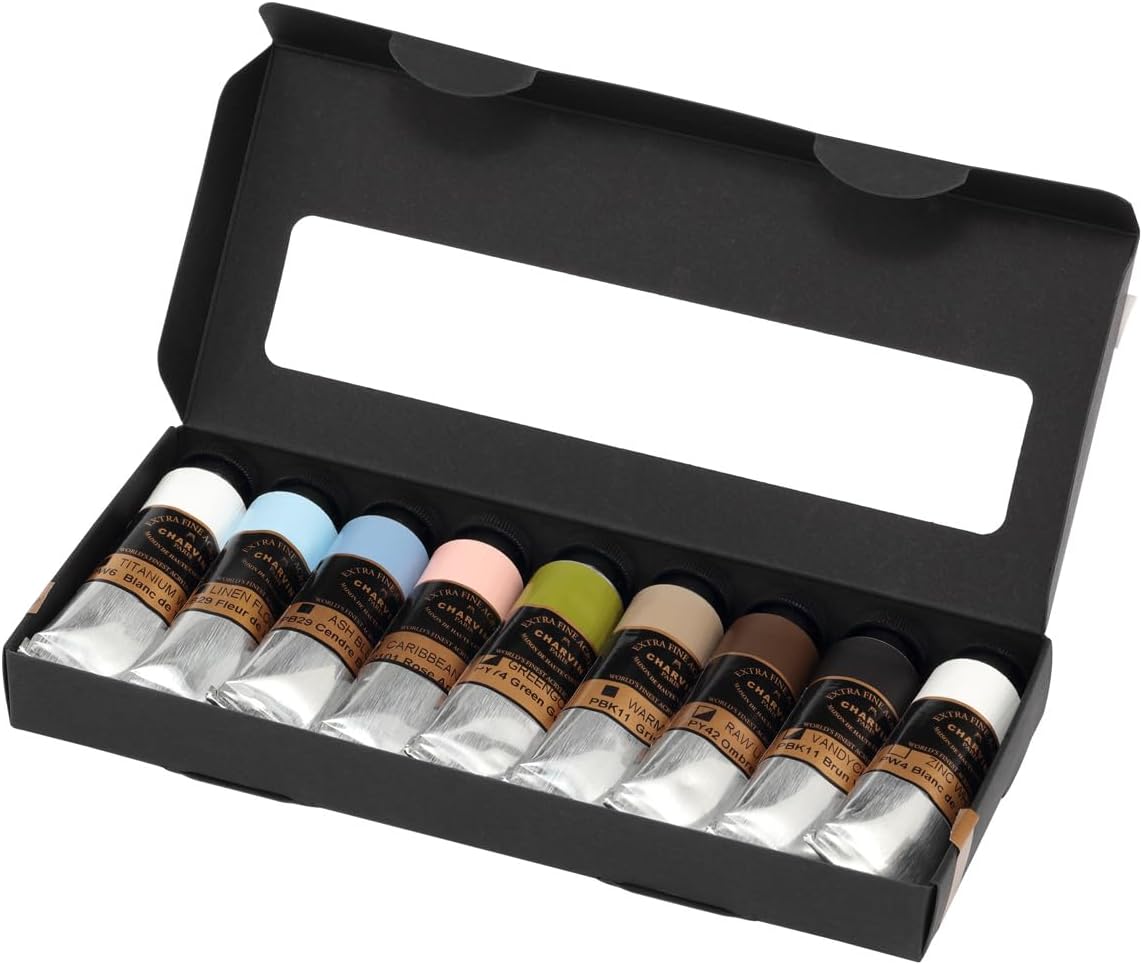 Charvin Extra Fine Professional Acrylic Paint Set for Artists, Snow Landscape - Bonjour Set of 9, 20 ml Tubes, Triple-Milled, Lightfast Pigments, Artist Acrylic Paints in Nature-Inspired Hues